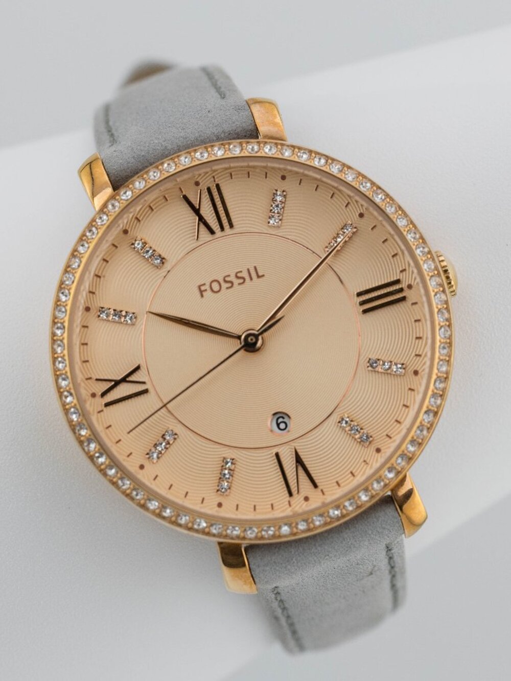 Fossil Jacqueline ES4304 Grey Leather Quartz Analog Women's Watch New Battery